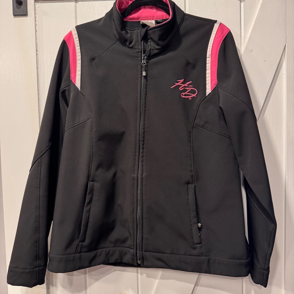 Harley-Davidson Black and Pink Soft Shell Jacket ~ Size XL
